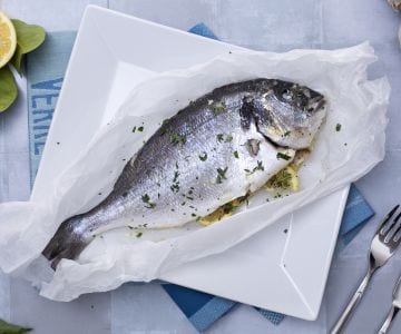 Foil-baked sea bream