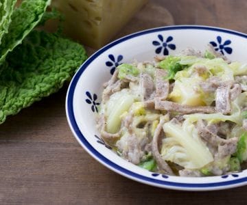 Pizzoccheri alla valtellinese (Buckwheat flat pasta with cabbage)