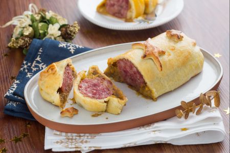 Cotechino (Pork sausage) in a pastry crust