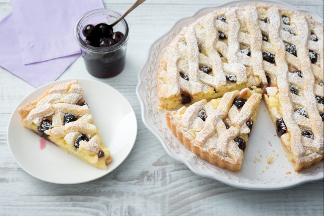 Crostata amalfitana (Lemon custard and sour cherry tart) - Italian recipes by GialloZafferano