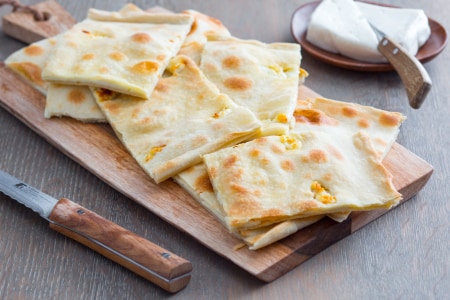 Focaccia col formaggio (Recco-style cheese focaccia)