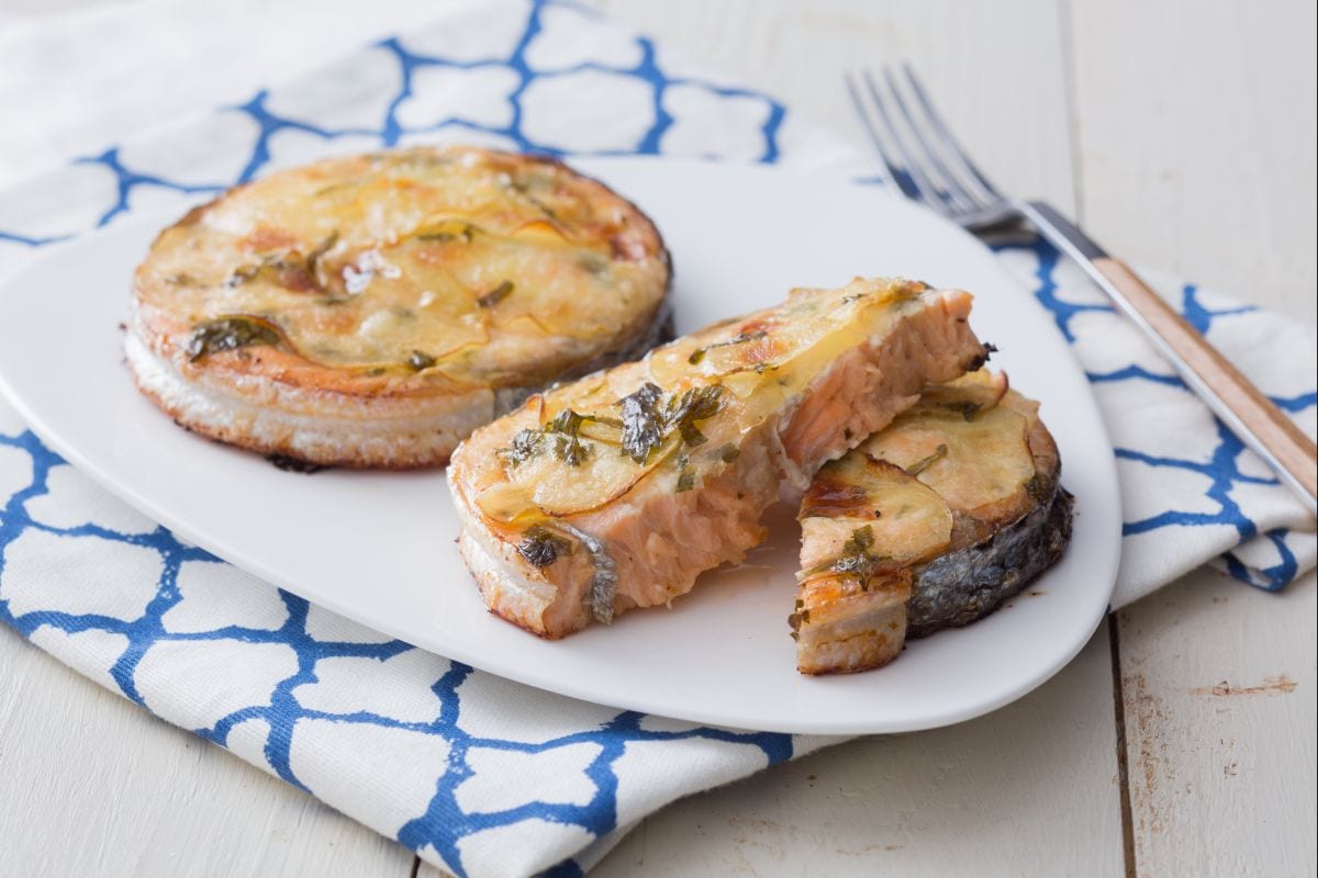 Baked salmon steaks