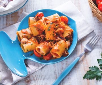 Paccheri pasta with calamari