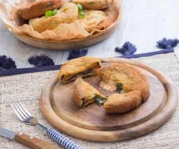 Breaded eggplant parmigiana patties