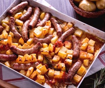 Baked sausage and potatoes