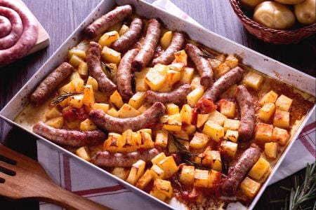 Baked sausage and potatoes