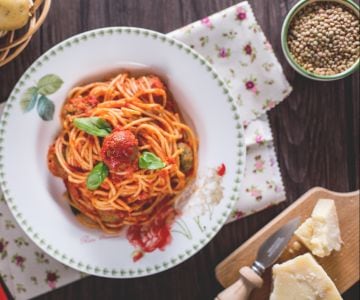 Spaghetti with veggie balls