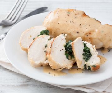 Spinach and ricotta stuffed chicken breast