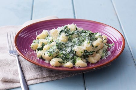 Gnocchi with stracchino and spinach