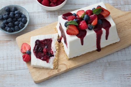 Yogurt briquette with berries