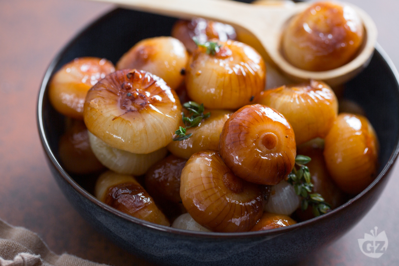 Sweet and sour baby onions