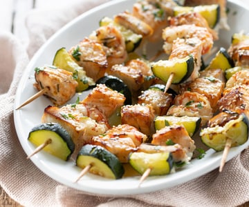 Baked fish skewers