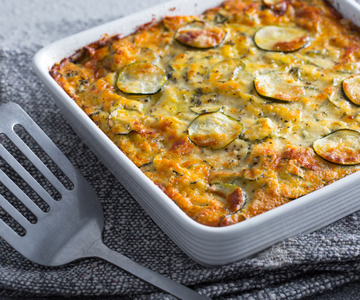 Stringy cheese and zucchini flan