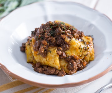 Fresh egg pasta with boar ragu