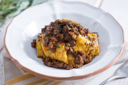 Fresh egg pasta with boar ragu