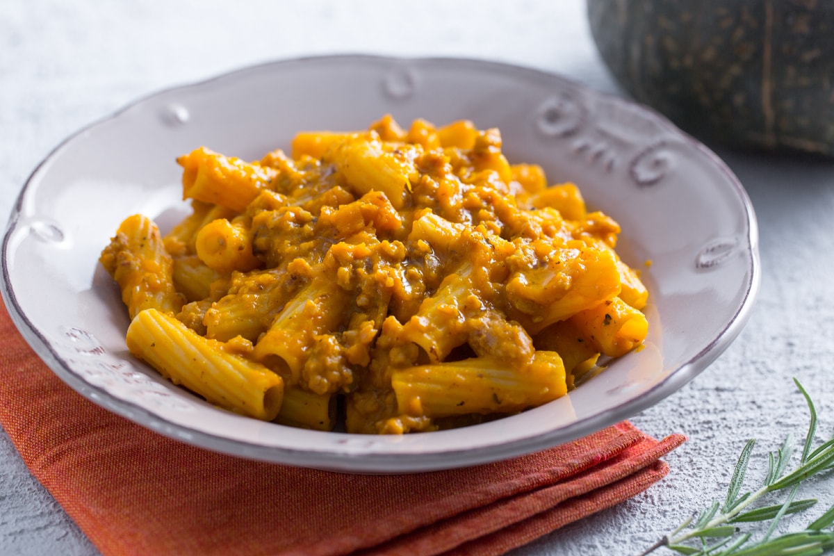 Pumpkin and sausage pasta