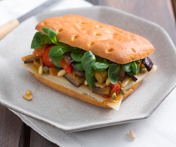 Gluten-free focaccia with caponata