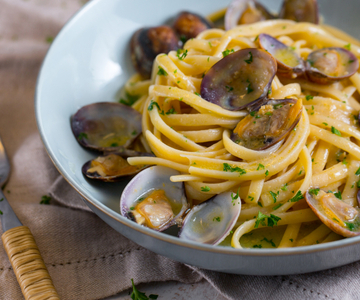 Linguine with clams and bottarga