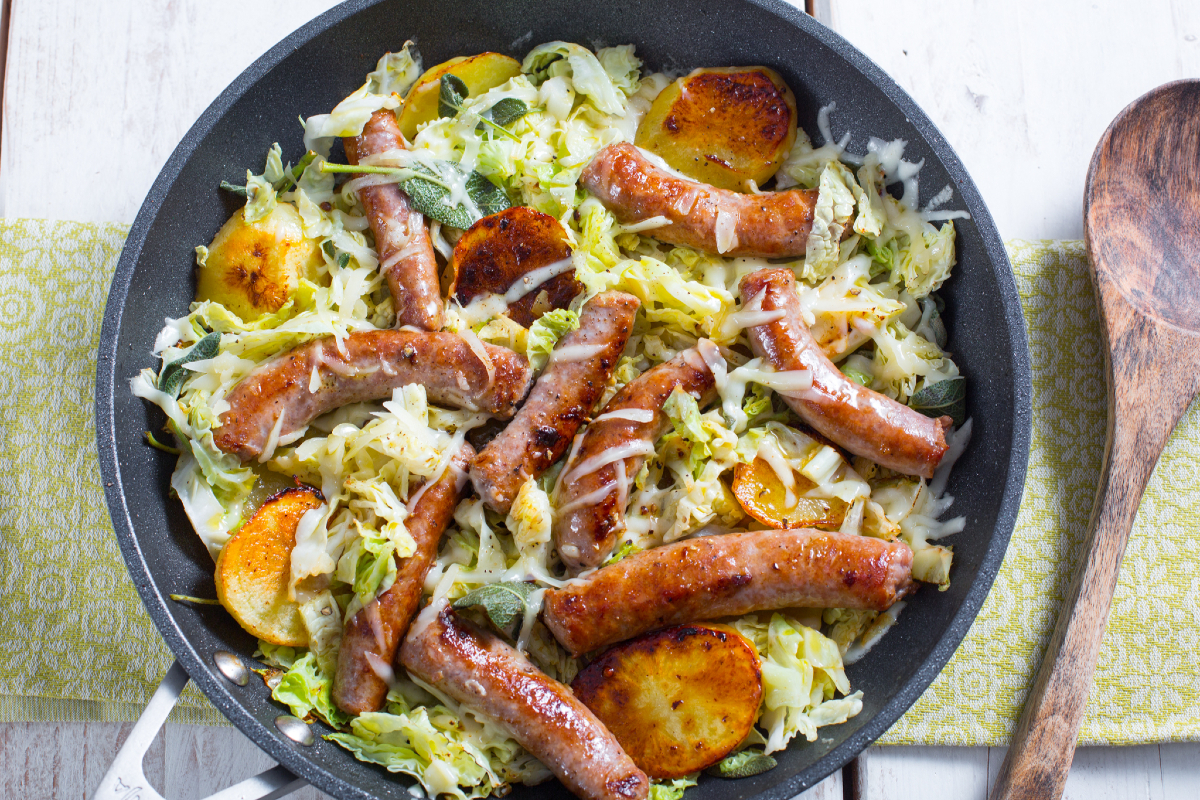 Cabbage, potatoes and sausage