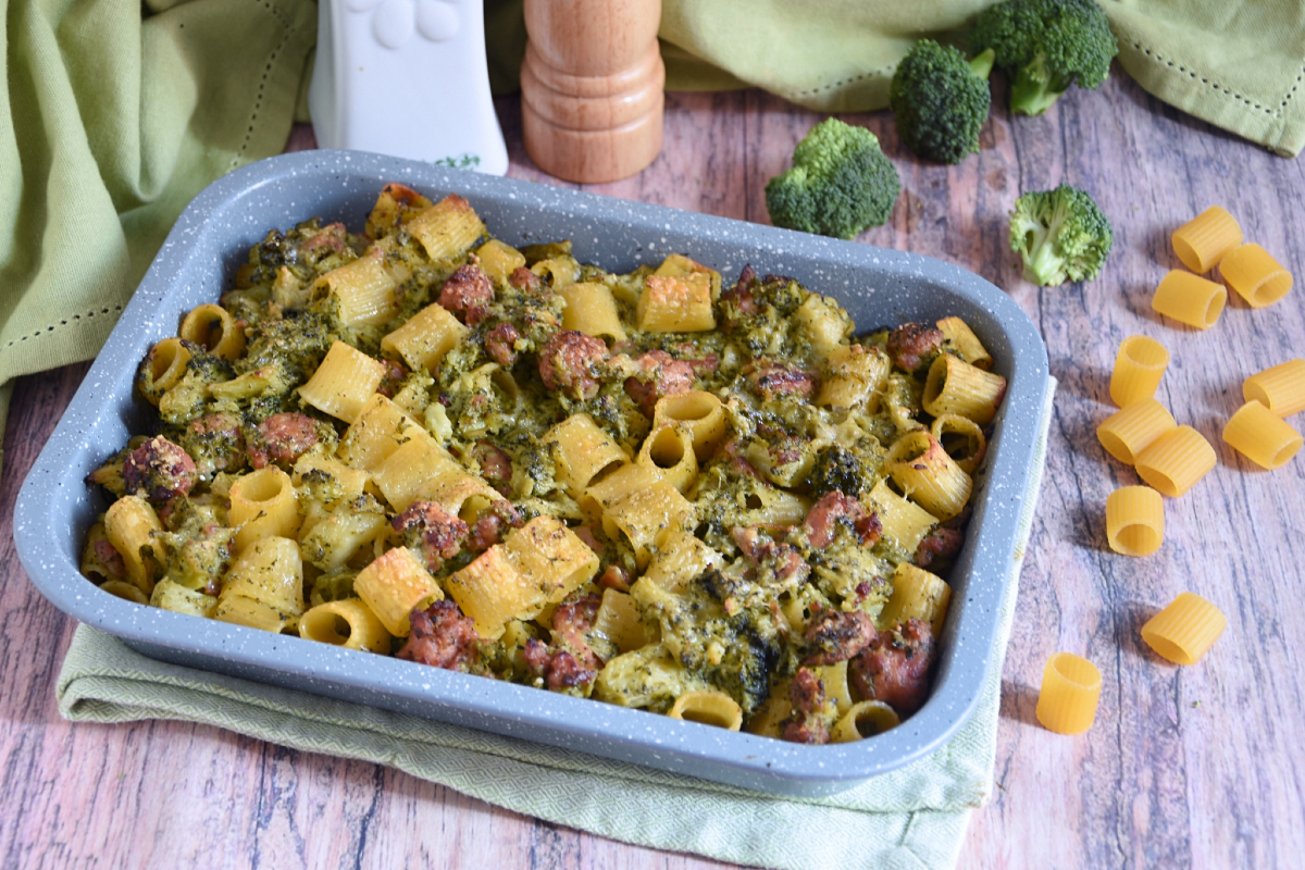 Sausage and broccoli baked pasta