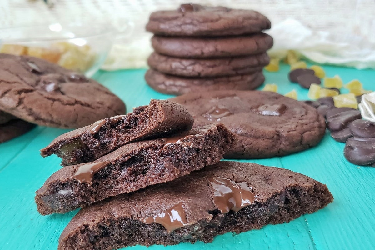 Double chocolate ginger cookies