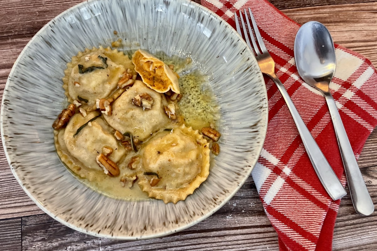 Sweet potato ravioli