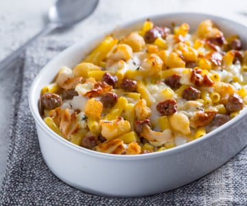 Cauliflower and sausage pasta bake