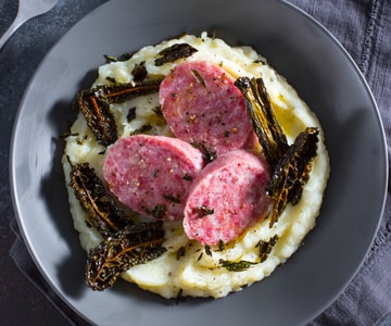 Cotechino with mashed potatoes