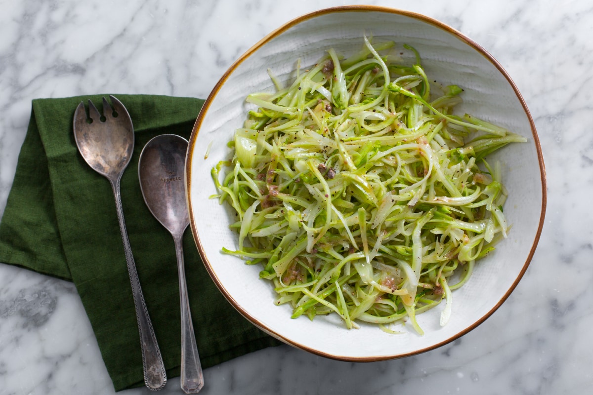 Roman Puntarelle Salad (Chicory Salad with Anchovy-Garlic Vinaigrette)