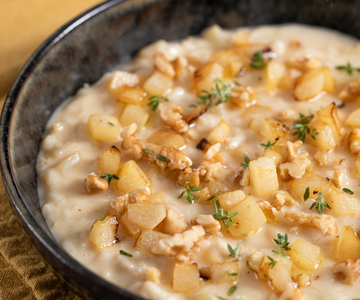 Risotto with Taleggio cheese, Pears, and Walnuts