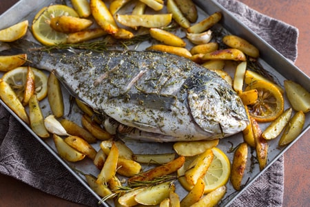 Baked sea bream