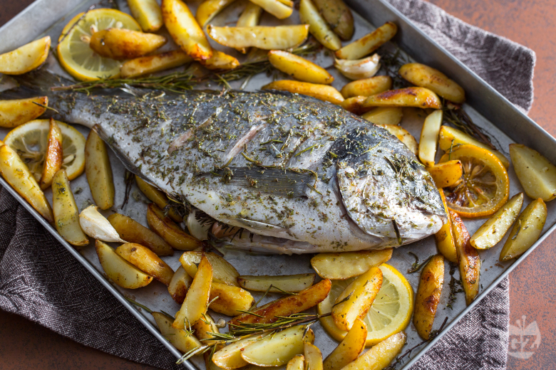 Baked sea bream