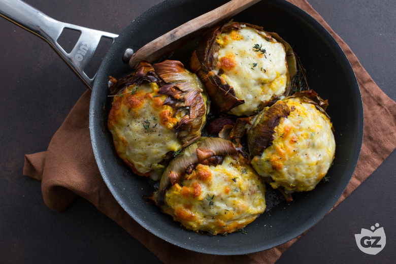 Egg and Cheese Stuffed Artichoke