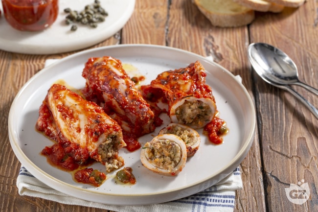Stuffed Squid in a Pan Recipe