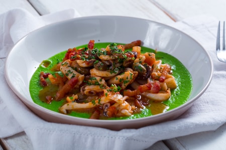 Cuttlefish with Peas and Bacon