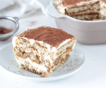 Tiramisu with whipped cream