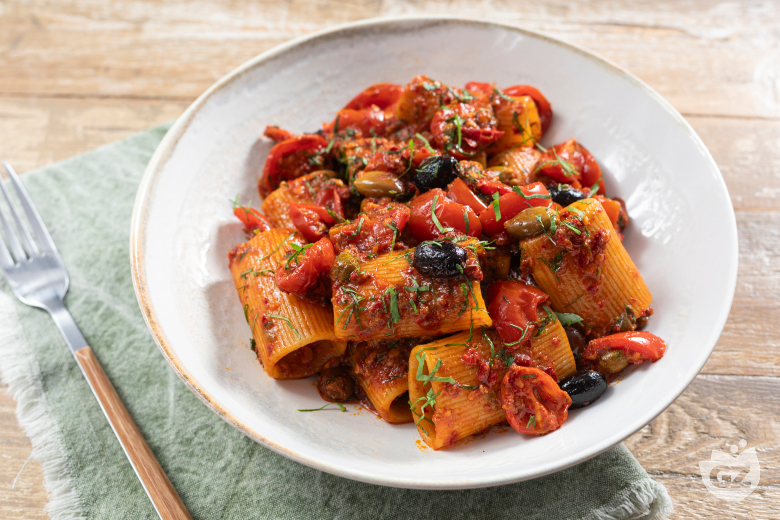 Rigatoni with Puttanesca Sauce and Nduja