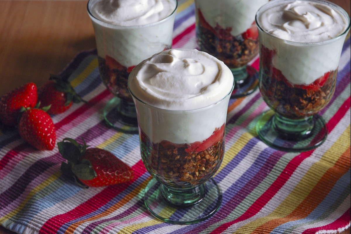 Hazelnut Crumble with Rum Strawberries