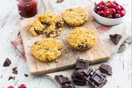 Cherry and Chocolate Crumbles