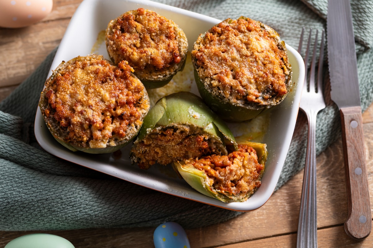Stuffed Artichokes with Lentils