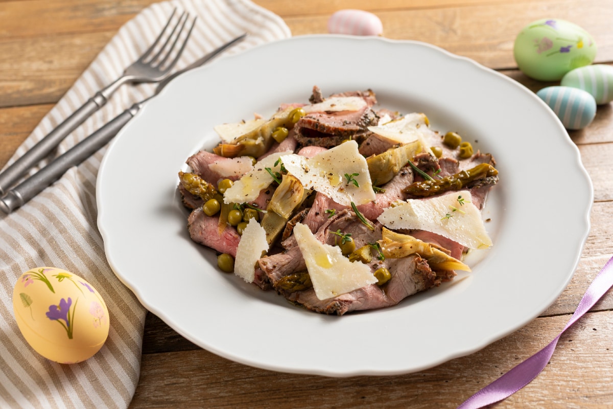 Roast beef with sweet and sour vegetables