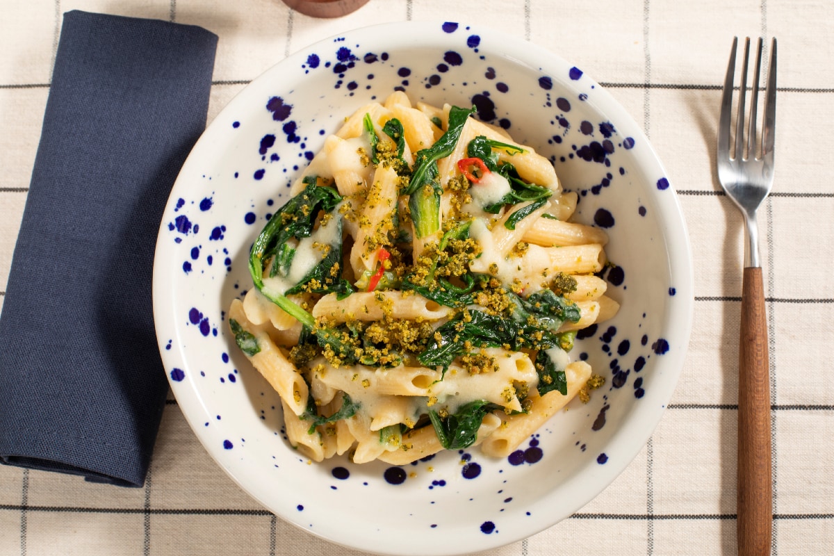 Pasta with Fava Bean Cream and Chicory