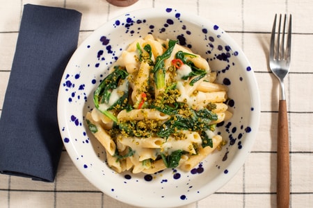Pasta with Fava Bean Cream and Chicory