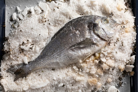 Sea bream in salt crust