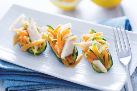 Stuffed Zucchini with Smoked Sea Bass