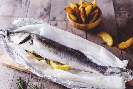 Baked Sea Bass with Lemon Potatoes