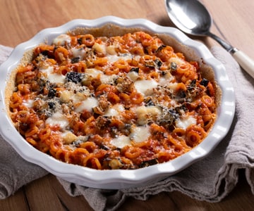 Baked anelletti pasta with eggplant