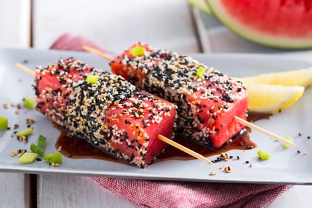 Tataki Tuna and Watermelon Skewers