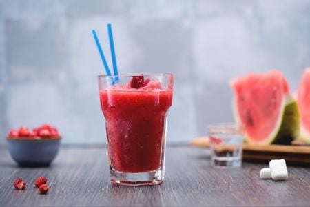 Watermelon Granita with Wild Strawberries and Vodka