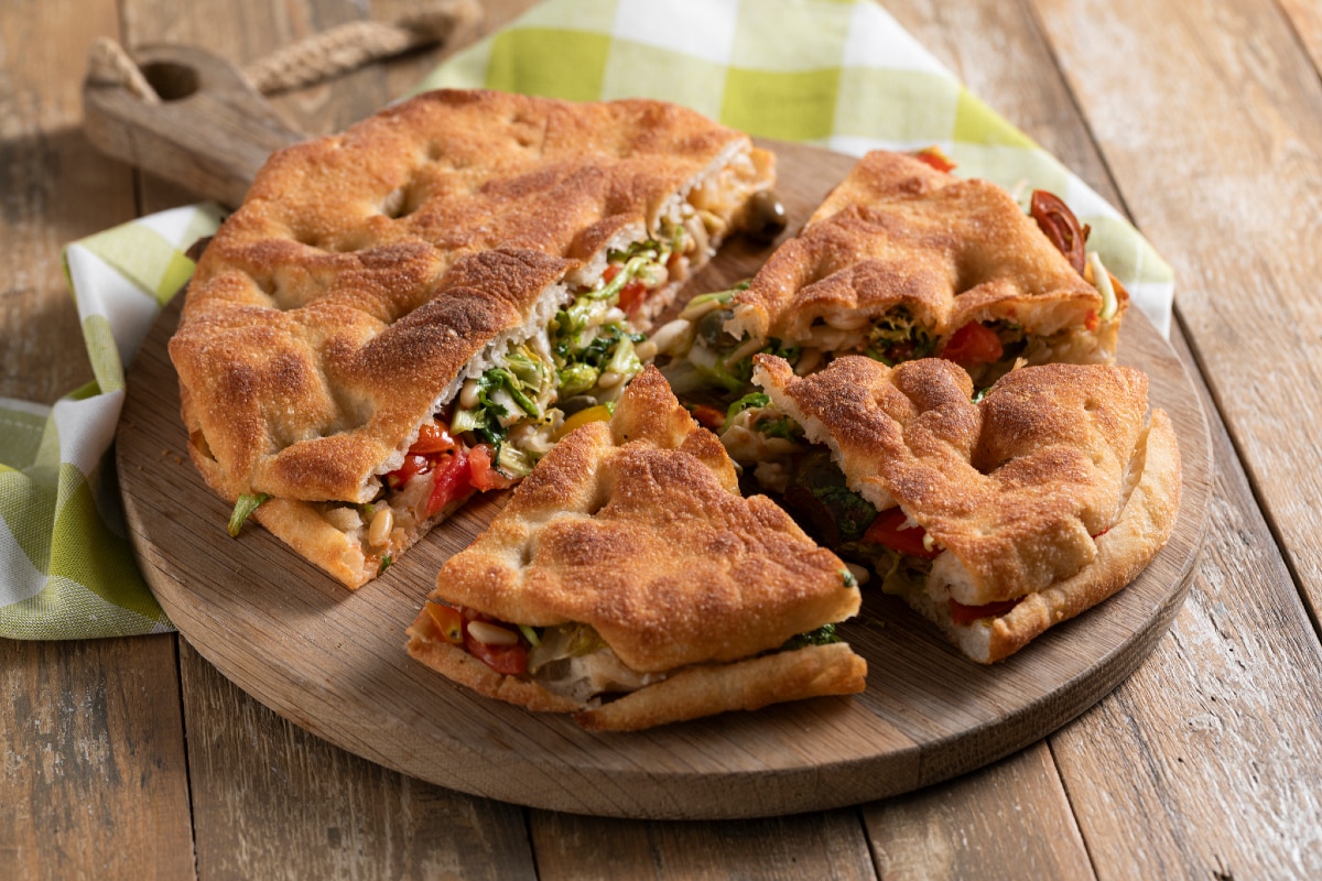 Fried pizza with escarole